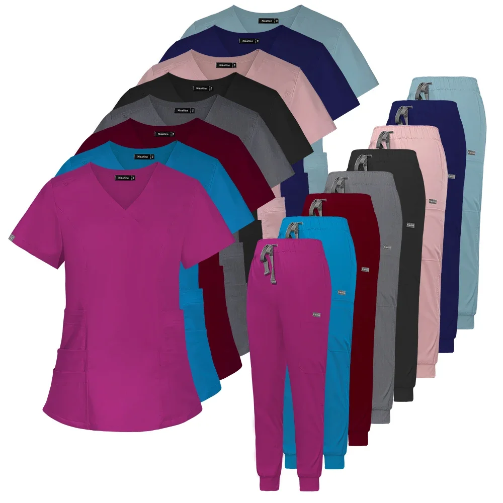 

Women Scrubs Sets Slim Fit Medical Uniform Surgical Gowns Nurse Accessories Pet Shop Dental Clinic Pharmacy Lab Workwear Clothes