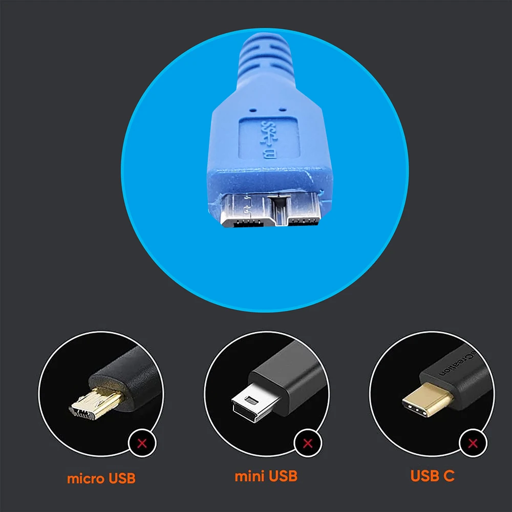 짧은 마이크로 USB 3.0 케이블 휴대용 USB 3.0 - Micro-B 코드 USB 3.0 WD Lacie Hitachi Seagate용 외장형 하드 드라이브 케이블