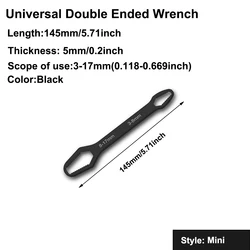 Adjustable Double - End Multifunctional Self - Tightening Wrench (Black 145mm)