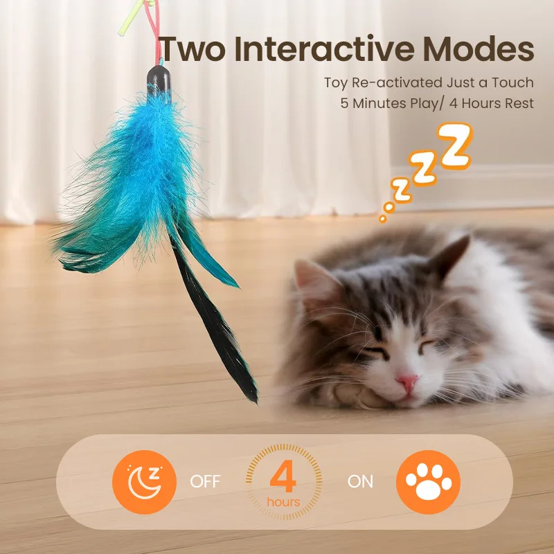 ROJECO Automatic Cat Toys 2 in 1 Laser Toy Retractable Feather Stick - Image 3
