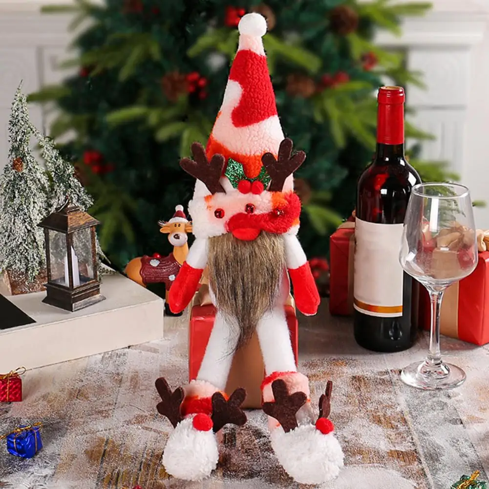 

Christmas Antler Plush Doll Gnome Ornament Festive Christmas Gnome Doll with Long Legs Antlers Charming Dwarf Rudolph for Home