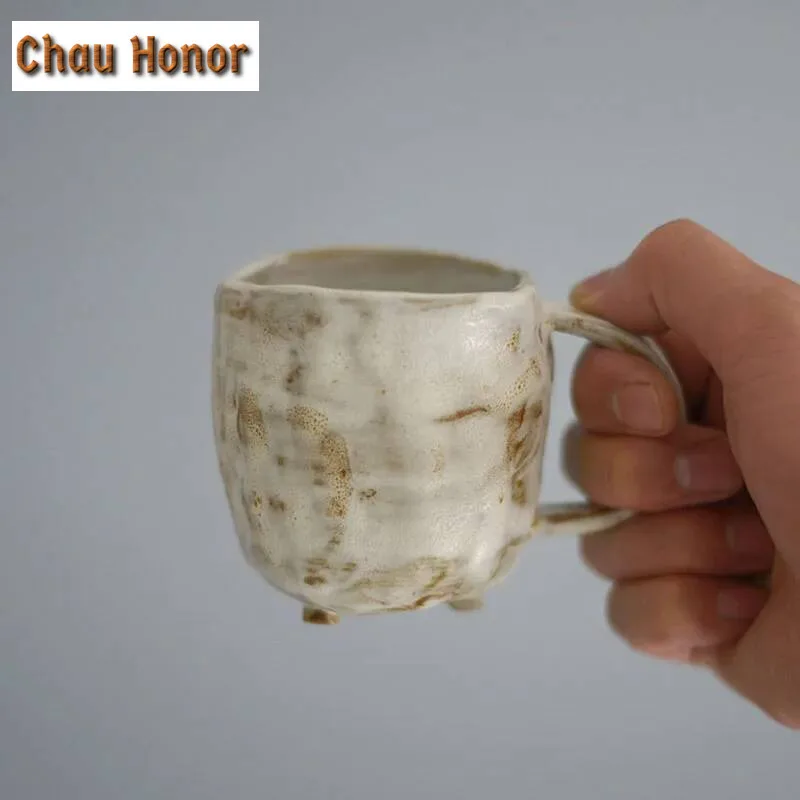 220ml Vintage Coffee Mug Unique Japanese Retro Style Ceramic Cups Coarse Pottery Clay Breakfast Cup Creative Gift for Friends