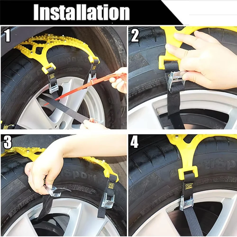 3pcs Car Snow Tire Chains Mud Tyre Wheels Thick Anti-Skid Belt for Car/SUV/Truck Portable Easy to Mount Emergency Traction Car