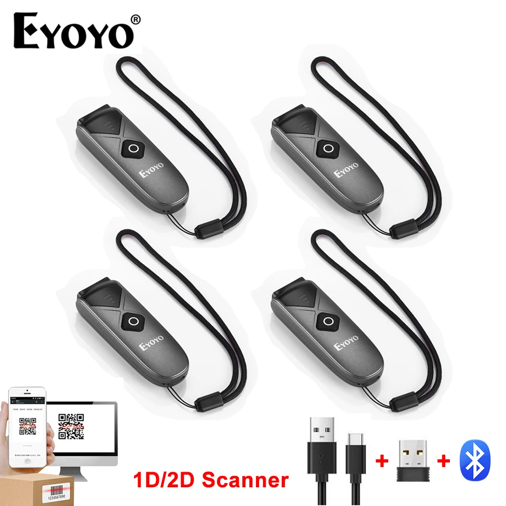 

Eyoyo Bluetooth Barcode Scanner Warehouse Portable 1D 2D QR Code Reader 2.4G Wireless Screen Image Scanning PDF417 Data Matrix