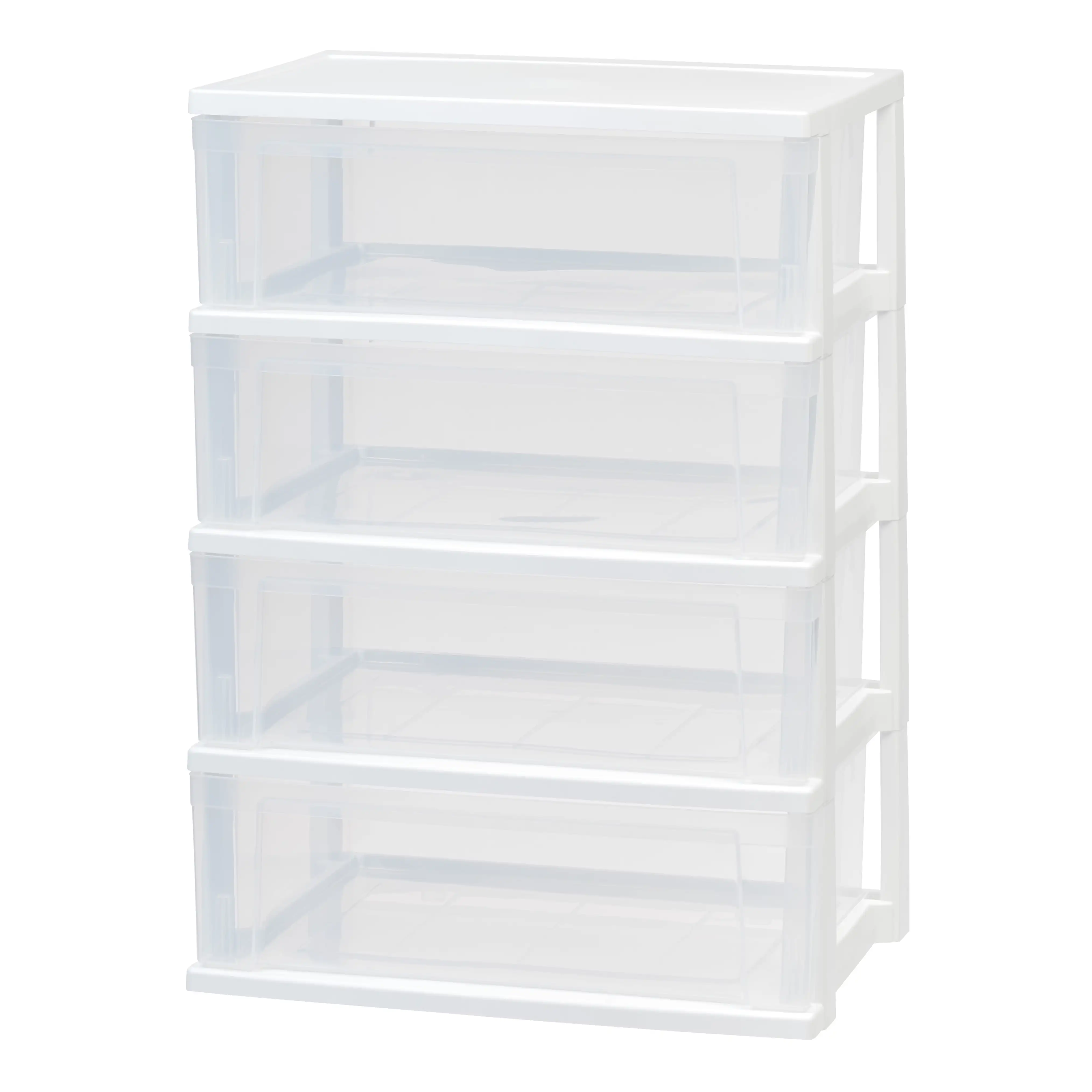 

4 Drawers Plastic Stacking Wide Chest, White storage drawers