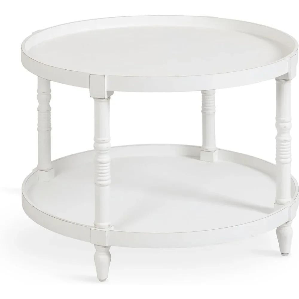 

Bellport Traditional Tiered Round Coffee Table for Living Room Decor 29x29x21 Hidden Storage White Dining Tables Basses Coffe