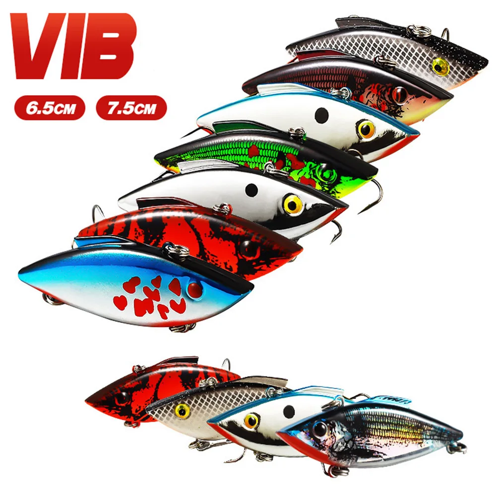 Rattlin Lipless Crankbait VIB Fishing Bait Trap Saltwater 6.5cm/7.5cm Hard Lure Trolling Walleye Salmon Sinking Wobber Fishing