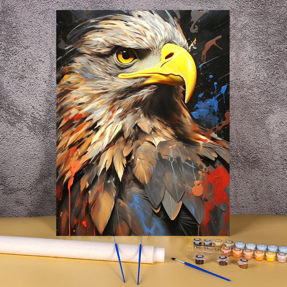 数字油絵 絵画 動物 蜂数字でペイントキャンバスにアクリル絵の具を