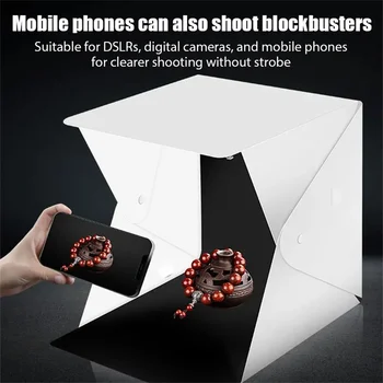 MEUYAG Portable Folding Photobox Photography LED Light Room Photo Studio Light Tent Soft Box Backdrops Photobox for DSLR Camera