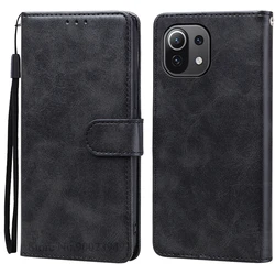 Luxurious Leather Wallet Phone Case with TPU Soft Cover for Mi 11i (Black)