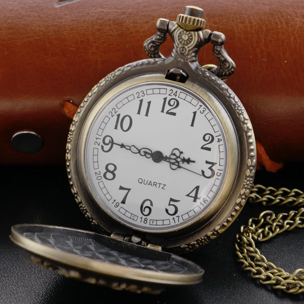 Vintage Wizardry School Pocket Watch Digital Pendant Chain Clock for Women and Men