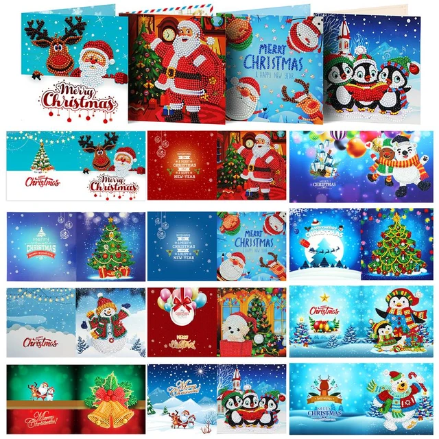 Christmas Diamond Painting Christmas Cards  Diamond Painting Christmas  Cards Set - Diamond Painting Cross Stitch - Aliexpress