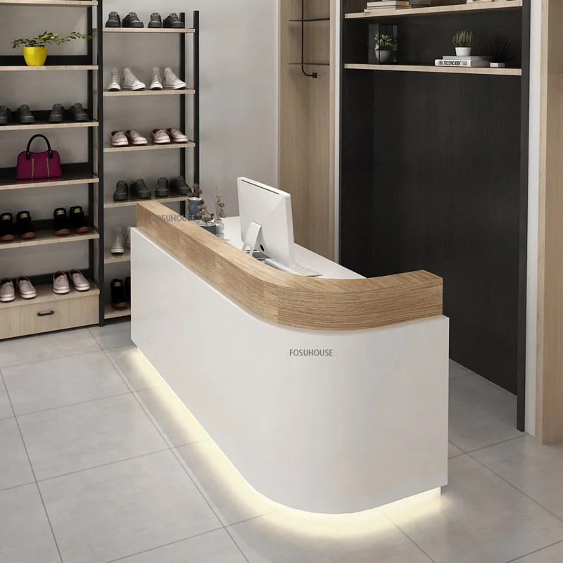 Modern Reception Desk Bartable Cashier Desk Office Furniture Nordic Simple Commercial Small Store Beauty Salon Corner Front