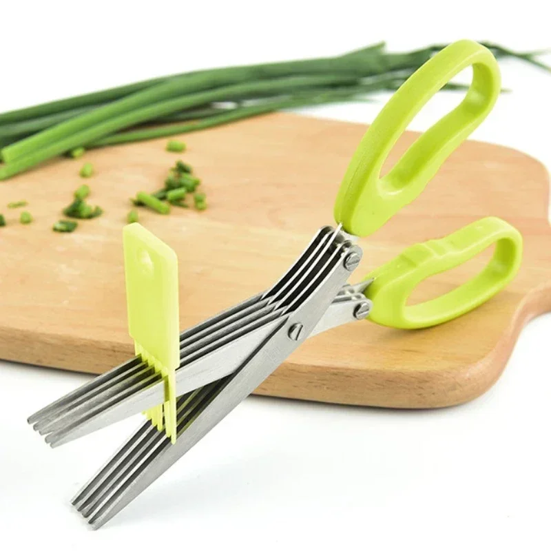 Multifunctional Multi Layers Stainless Steel Knives Kitchen Scissors 5 Blade Herb Scissors Scallion Cutter Kitchen Accessories 4
