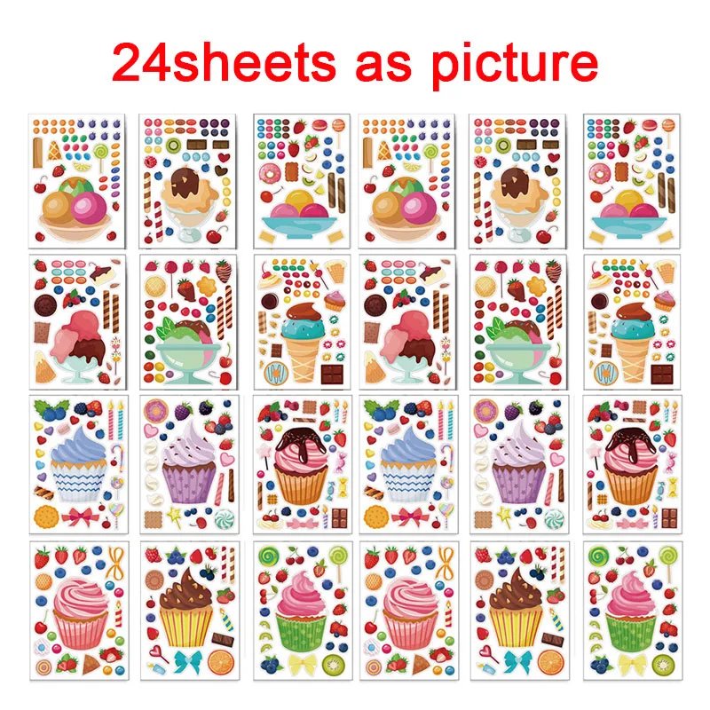 12/16 Sheets Make Your Own Stickers Ice Cream Dessert Decals Favor Supplies  for Kids DIY Ice Cream Stickers for Party Games Toy - AliExpress