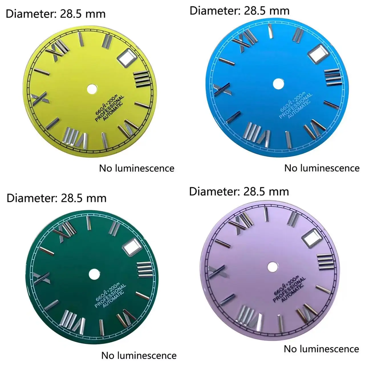 

High Quality Enamel Dial 28.5mm No Luminous Roman Numerals Watch Faces Fits for NH35 NH36 Automatic Movement Roman Dial