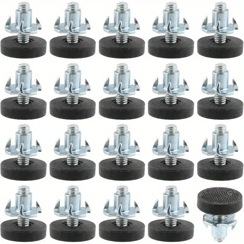 4 pcs Furniture Leveling Feet | M6 Thread, Tool-Free Install, Anti-Slip, Heavy-Duty, Height Adjustable, T-Nut | For: Home