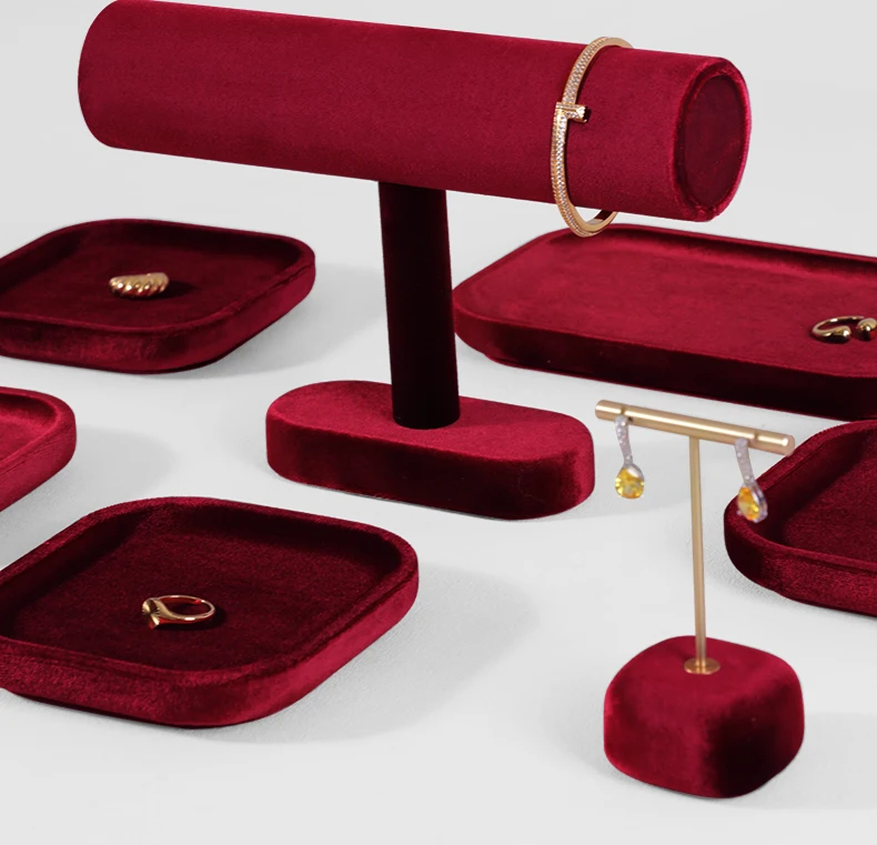 Yinbeini Velvet Bangle Bracelet Watch Display Stand T-shape Jewelry Display Stand Shop Window Showcase Props TB001