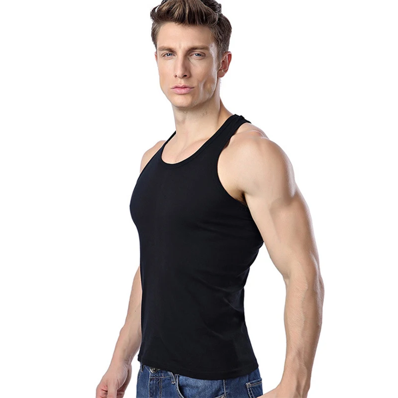 Men's Casual Undershirt Summer High Quality Bodybuilding Fitness Muscle Singlet Male 100%Cotton Sleeveless Workout T-shirt Vest