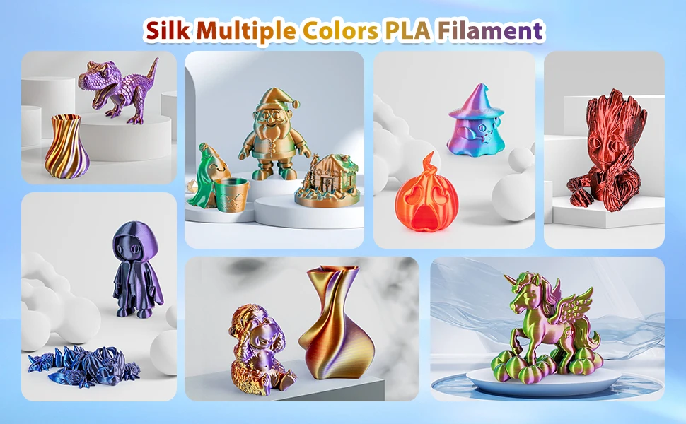 Dreifarbiges Seiden-PLA Filament für 3D-Drucker, 250g, 1.75mm, 3-in-1, Seiden-PLA, Kompatibel mit den meisten FDM-Druckern – Detail 2
