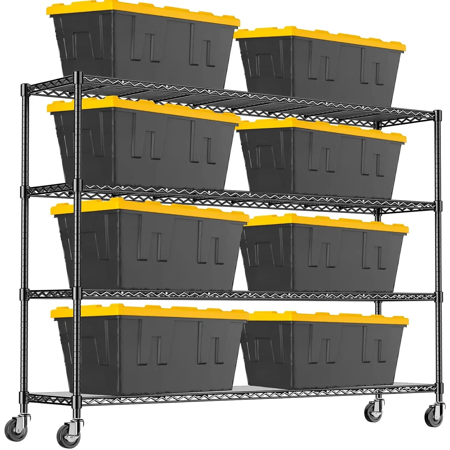 60'' W Storage Shelves Wire Shelving with Wheels, Heavy Duty Metal Garage Shelving, Adjustable Wire Rack with, Customized 1