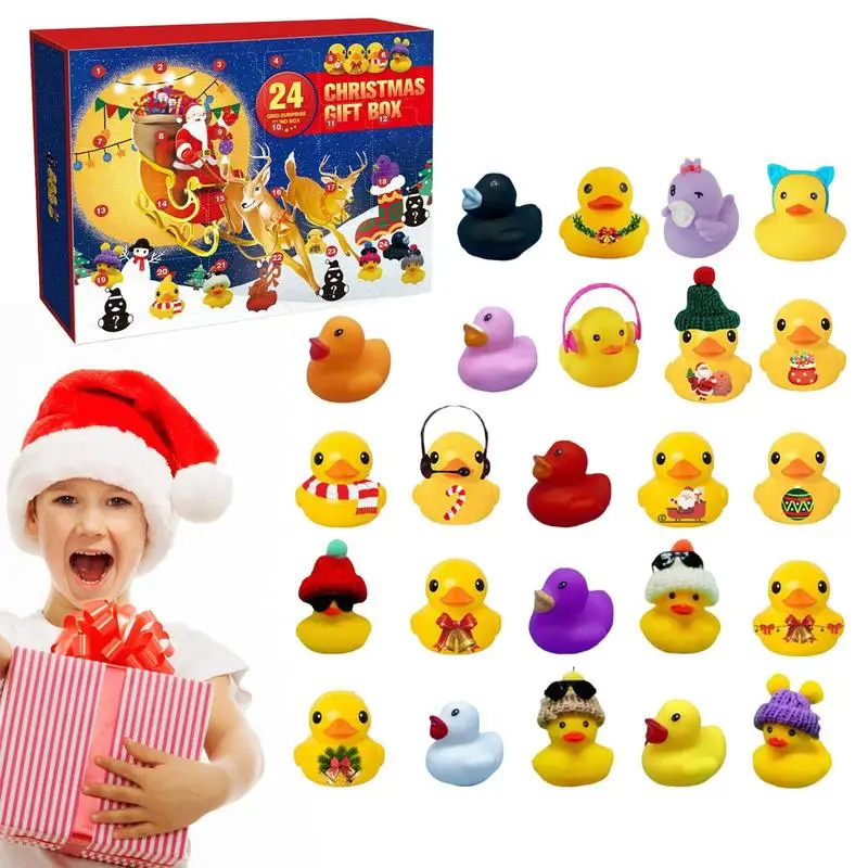 

Креативный рождественский календарь обратного отсчета с резиновыми утками, праздничные подарочные коробки и сувениры для вечеринок, рождественские подарки, игрушка в виде желтой утки