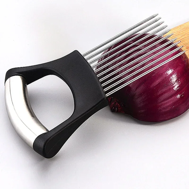 Fruit Slicer Onion Slicer Holder Onion Slicer Vegetable Slicer Vegetable Cutter Potato Slicer Apple Slicer Apple Cutter Food Slicer Cutting Holder Kitchen Accessorie Tool Stainless Steel Onion Needle Fork Tomato Cutter Gadgets For Home
