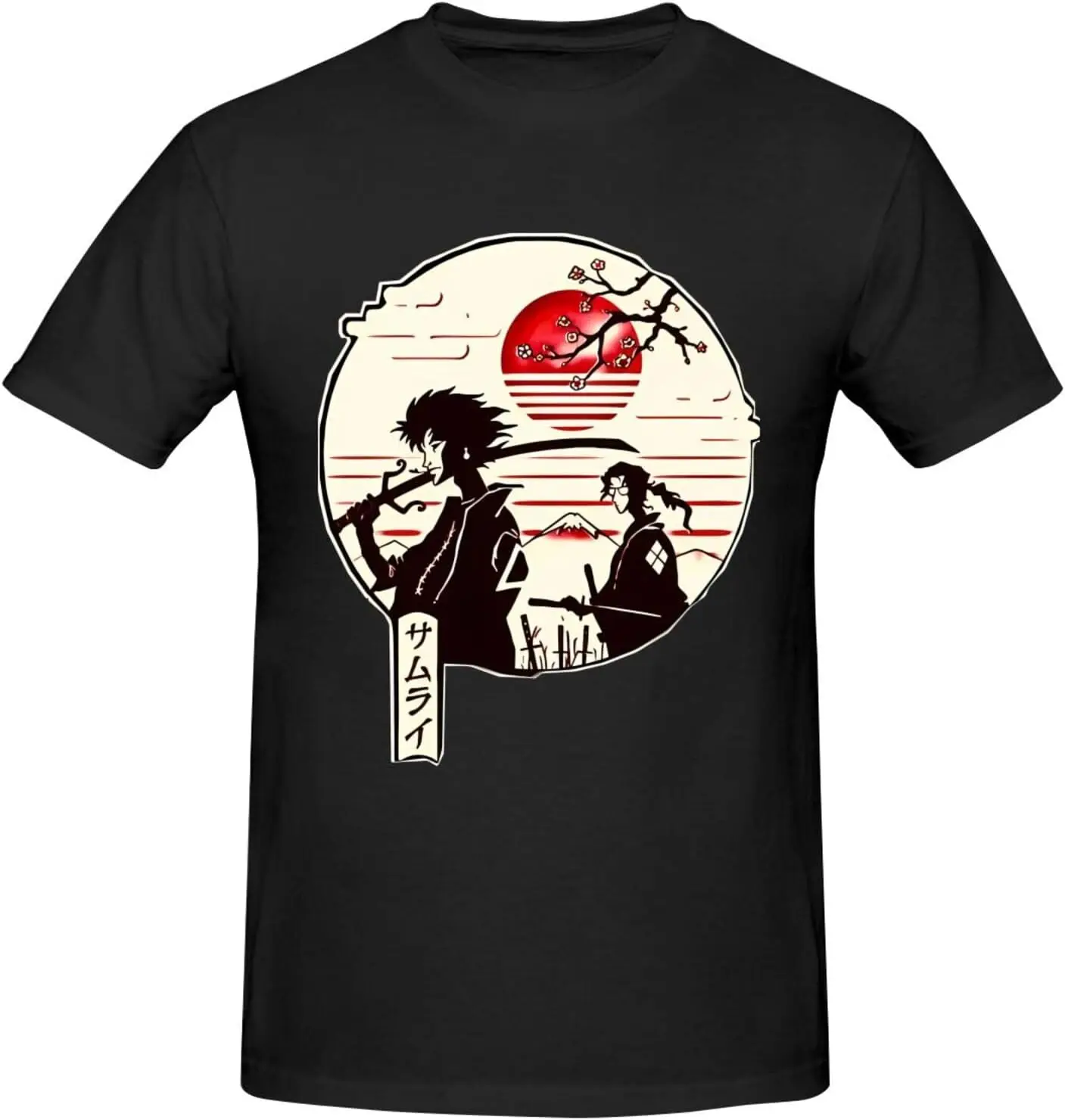 

Samurai Anime Champloo Shirt Men's Breathable Custom Cotton Short Sleeve Tshirt Fashion Casual Tops Tees Black