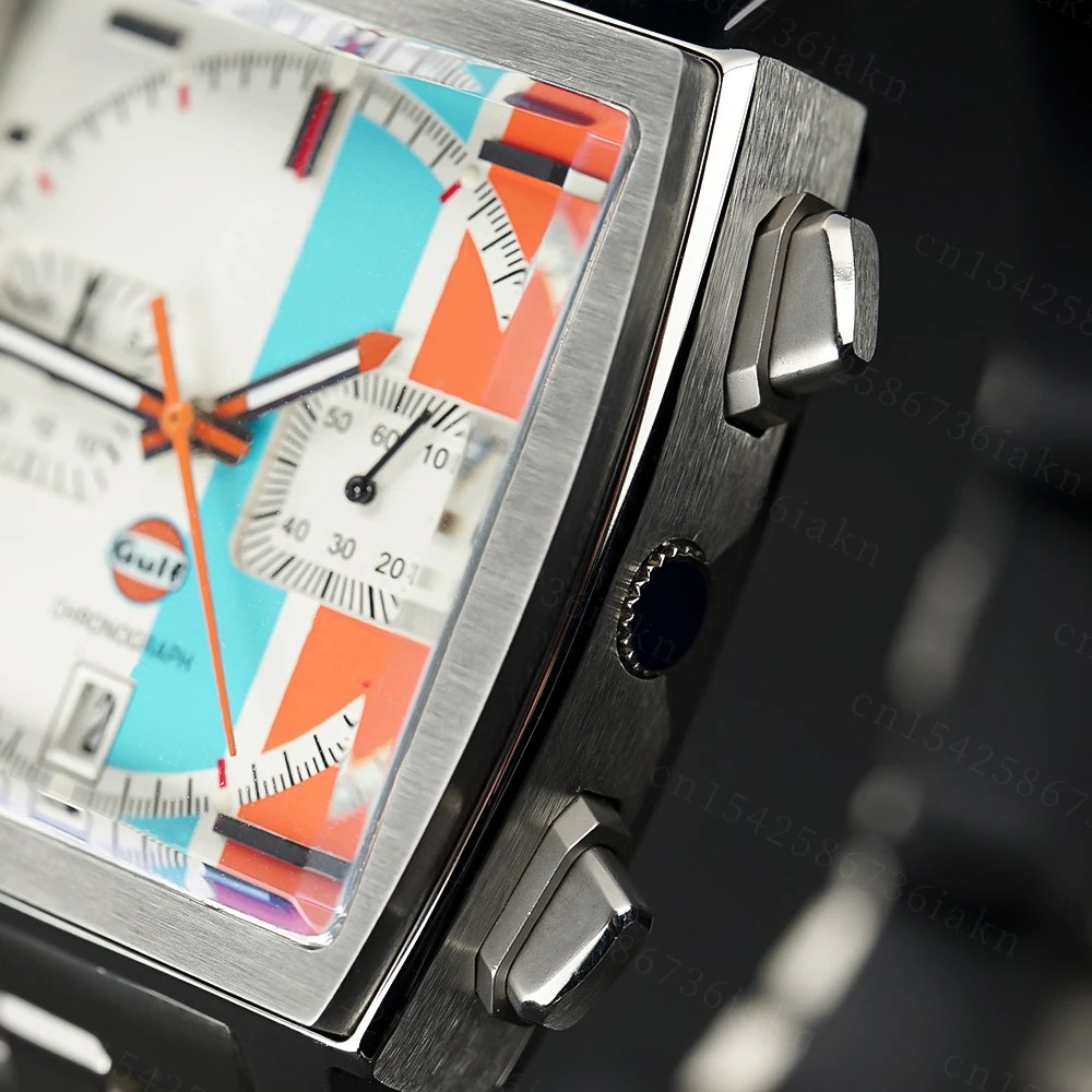 2022 Fashion New Square Color Bar 37mm Men's Leisure Sports Sapphire Mirror Stainless Steel Material Waterproof Quartz Watch
