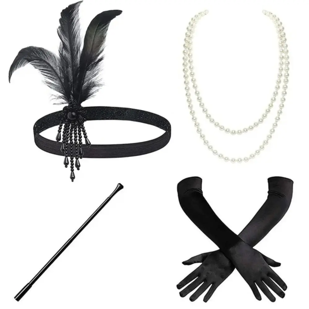 1920 Cosplay Hair Accessories Vintage Charleston Costume Gatsby Party  Feather Headpiece Hair Band Flapper Hair Feather Headband - AliExpress, image size:1000x1000