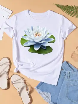 Trend Flower Watercolor Cute Graphic T-shirts Fashion Clothing Lady Clothes Short Sleeve Women Print Female Shirt Casual Tee - Image 3
