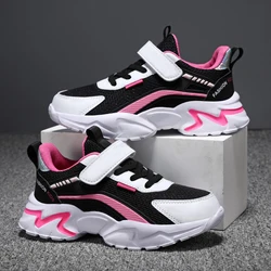 Charming Pink Girls' Breathable Mesh Sneakers - Casual Outdoor & School Shoes - 36 (Black Pink)