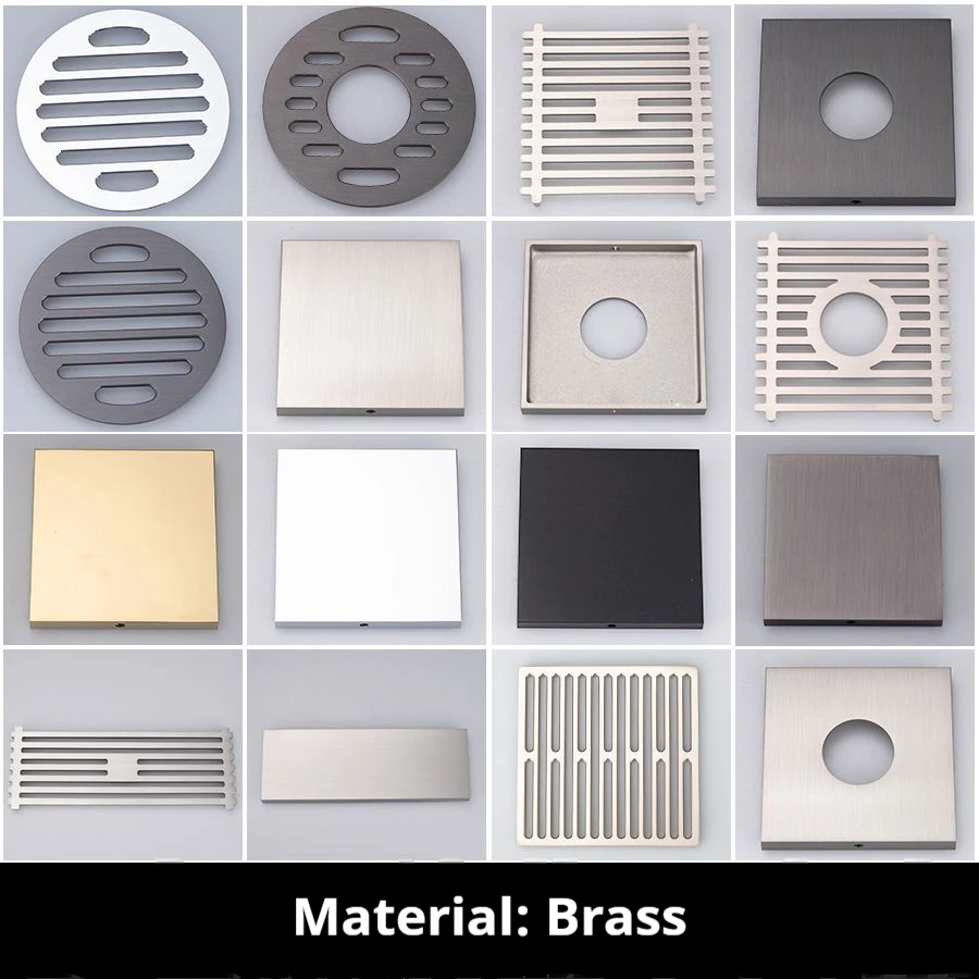 Floor Drain Cover Round Square Strip Invisible Washing Machine Brass Floor Drain Modification