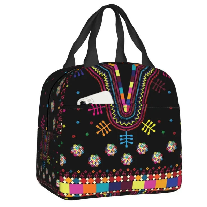 

Traditional Pakistan Baloch Tribal Ethnic Design Lunch Boxes Women Thermal Cooler Food Insulated Lunch Bag Kids School Children