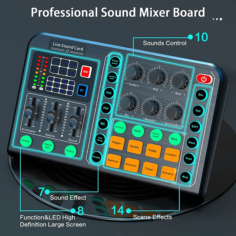 M6 Professional Live Sound Card Noise Reduction Sound Board Mixer Board Lighting Effect Live Card Voice Changer audio mixer sound card audio interface