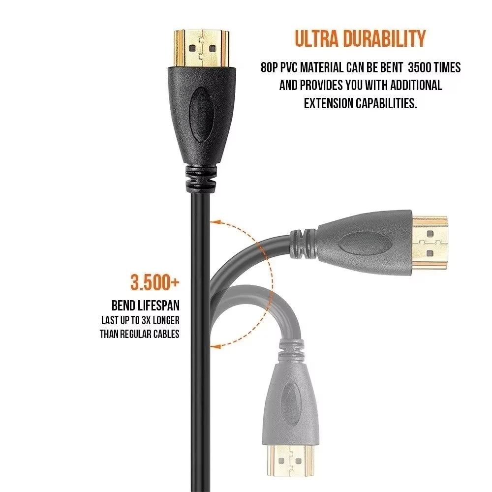 HDMI Cable HD Slim HDMI-Compatible OD4.2MM PVC Ultra Soft Thin Cord Wire HDTV Support High Speed 1080p 3D 0.5m 1m 1.5m 2m 3m 5m