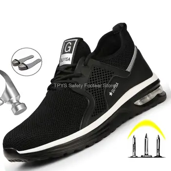 Scarpe antinfortunistiche traspiranti da uomo per stivali antinfortunistici da lavoro Punta in acciaio Scarpe antinfortunistiche anti-sfondamento Scarpe da lavoro anti-pugnalata Scarpe da ginnastica leggere da uomo 1