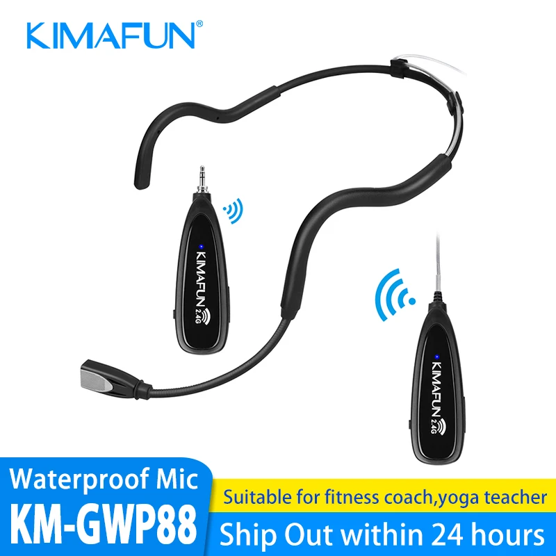 KIMAFUN 2.4G Wireless Microphone Headset 30M Wireless Mini Lavalier  Microphone System for Voice Amplifier Stage Speakers Teacher