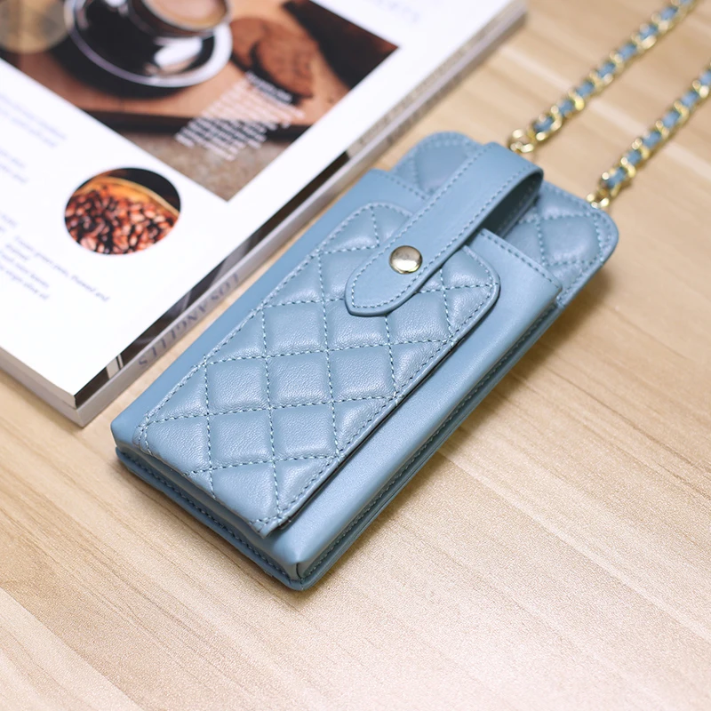 

Sheepskin Small Fragrance Diamond Cell Phone Bag Messenger Bag Leather Chain Multi-function Wallet All-in-one Bag Mini Bag Trend