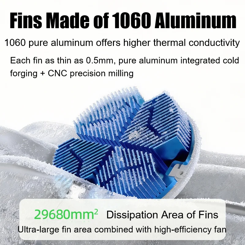 27W 고출력 휴대폰 쿨러 공기 흡입 냉각 30x30mm TEC 칩 1060 알루미늄 핀 RGB 마그네틱 휴대폰 방열판 (게이밍용)