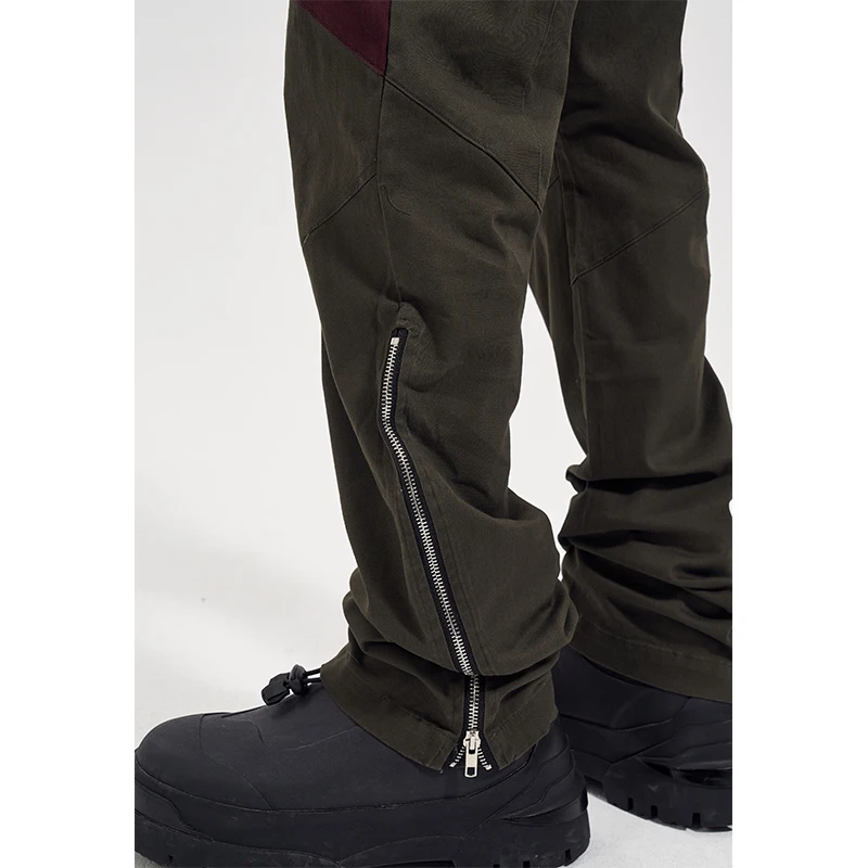 Hip Hop Pants Retro Cargo Straight Pants Mens Patchwork Side Zipper Harajuku Streetwear Joggers Men Casual Loose Cotton Trousers