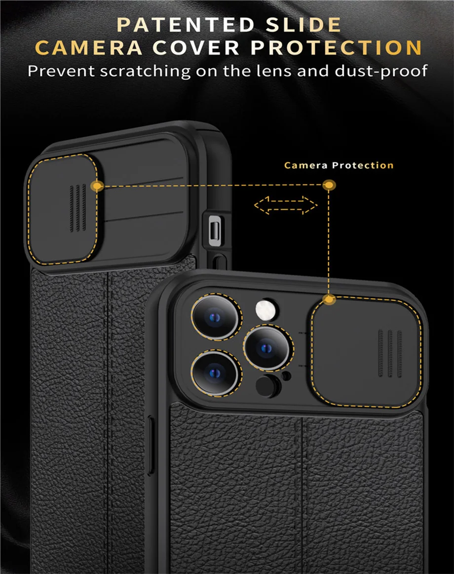 Leather Shockproof Phone Case on iPhone 13 11 12 Pro Max XR XS Max 7 8 Plus SE 3 2 Camera Camera Lens Protection Soft Back Cover iphone 13 case clear