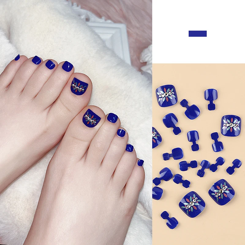 Pretty Toenails 24pcs Toe Nail Art Design Jewelry Rhinestone Nail Decals DIY Manicure Foot nail Summer