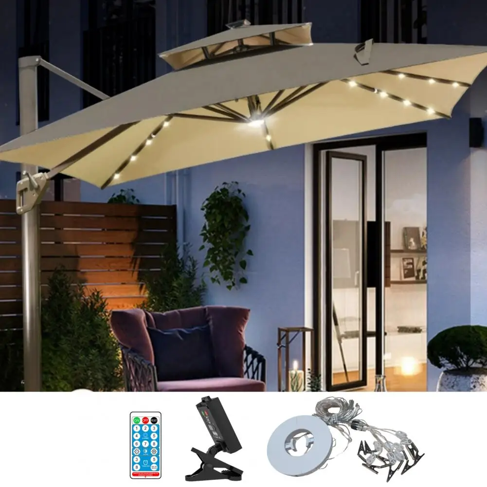 Solar Umbrella Light Light Sensor Umbrella Waterproof Led with Dimmable Auto On/off Remote Control for Outdoor