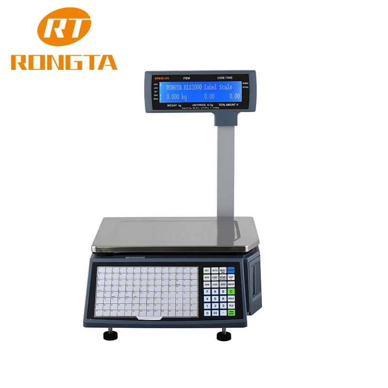 롱타 RLS1000 2라인 LCD 디스플레이 전자식 슈퍼마켓 계량 저울 라벨 프린팅 OEM/ODM 맞춤 제작 가능 1g 정확도 10000