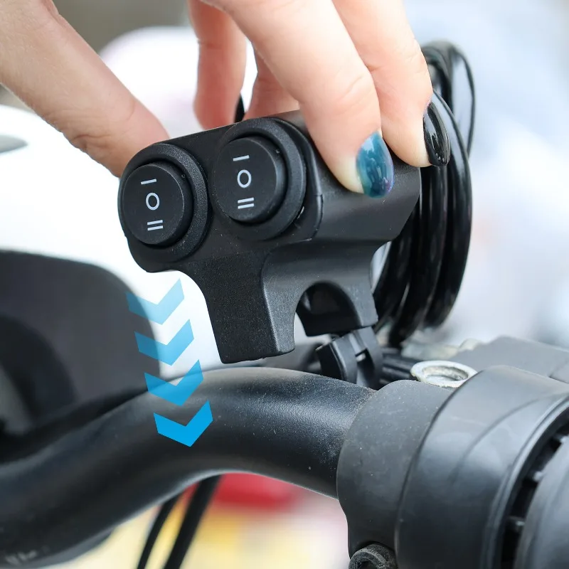 Motorcycle Spotlight Single Head Dual Button Switch Wire for Electric Scooter Handle Modification Headlight Three Wire Switch