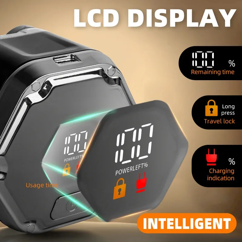 남성용 전기 면도기 7중날 헤드 마그네틱 디지털 디스플레이 면도기 충전식 LED 방수 수염 면도기