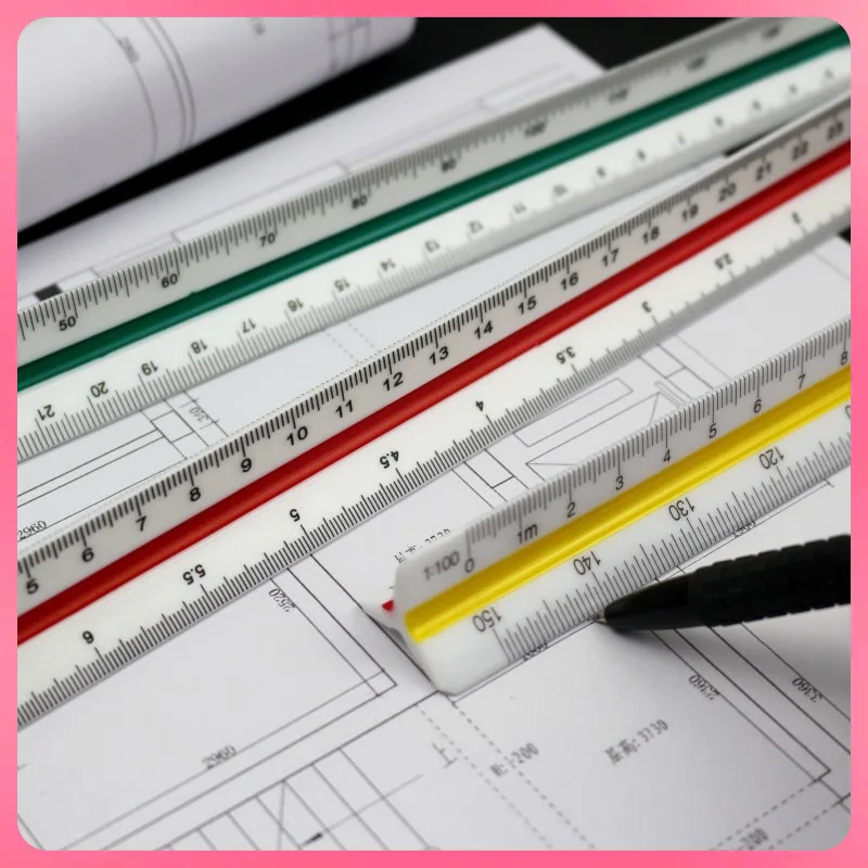 New 15cm Aluminum Triangular Scale Ruler Metal Aluminum 1:20 - 1:125 Alloy Metal Scale Drafting Tool Office School Supplies