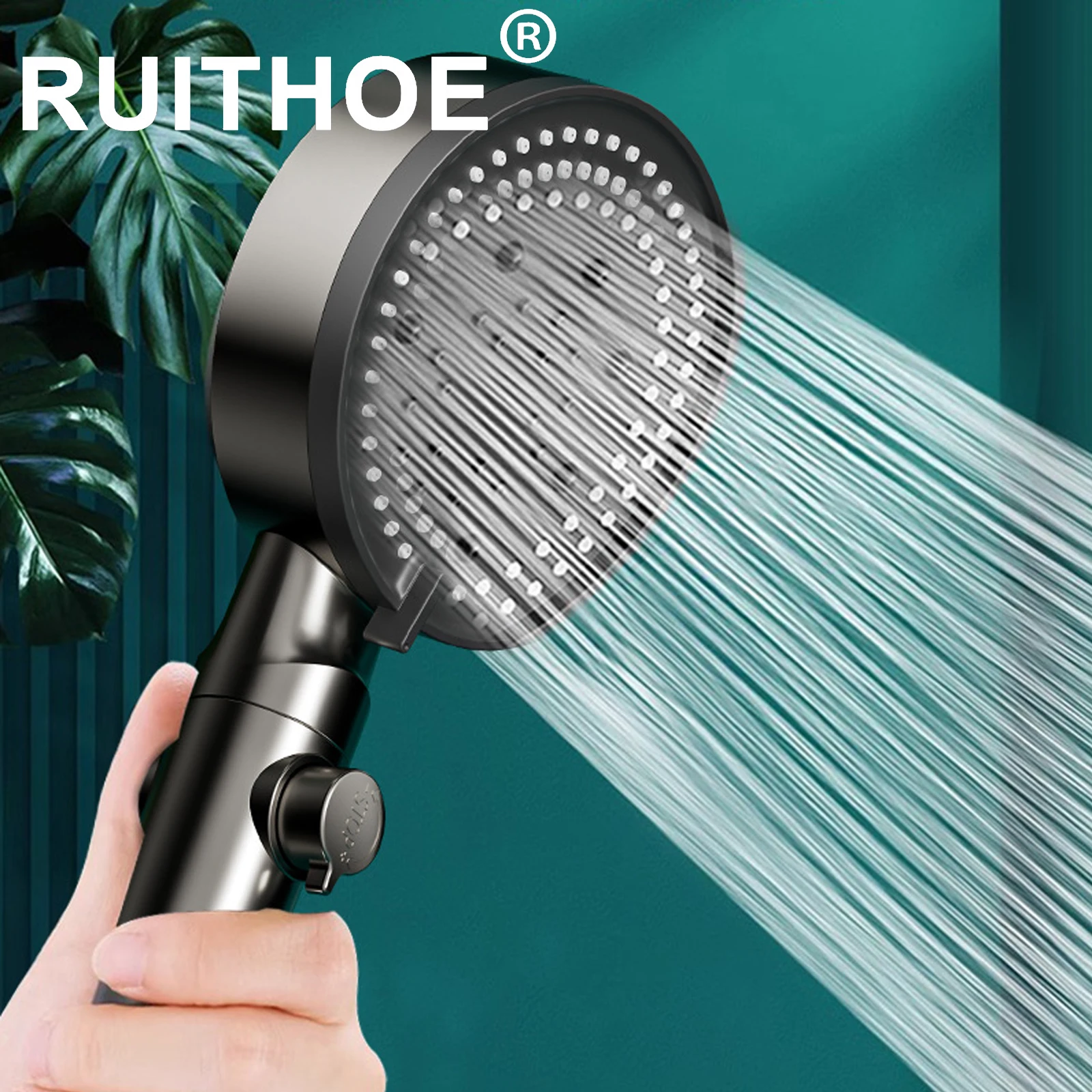 1842052-6c2820.jpg S53eeeb08ef874a17a27b980af1942269M 10 Modes Bathroom Shower Head Handheld High-Pressure Water Saver Showerhead Portable Black Rainfall Massage Shower Nozzl Mallzona
