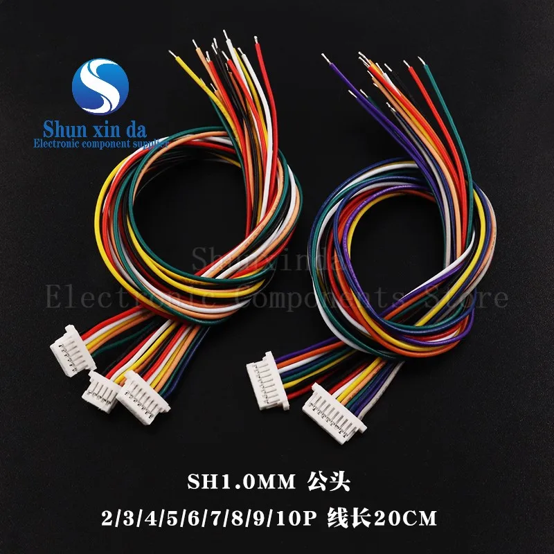 10PCS JST SH 1.0 MM Single Female Plug Connector With Wire Cables 100mm 2P 3P 4P 5P 6P 7P 8PIN SH1.0MM 26AWG 10CM